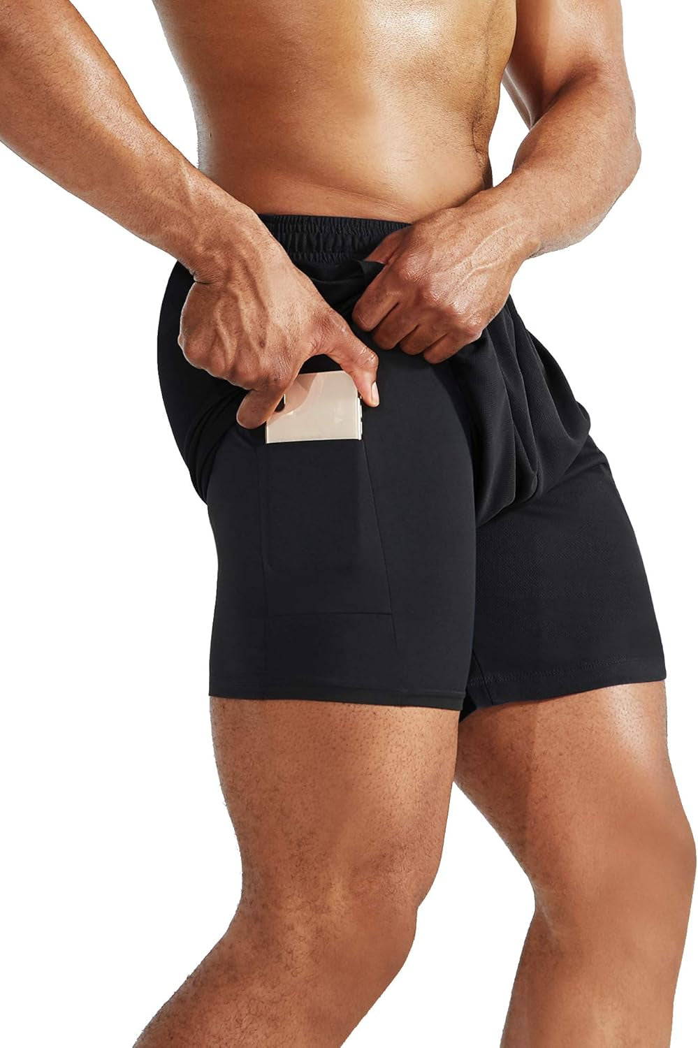 Men'S 2 in 1 Running Shorts with Liner,Dry Fit Workout Shorts with Pockets