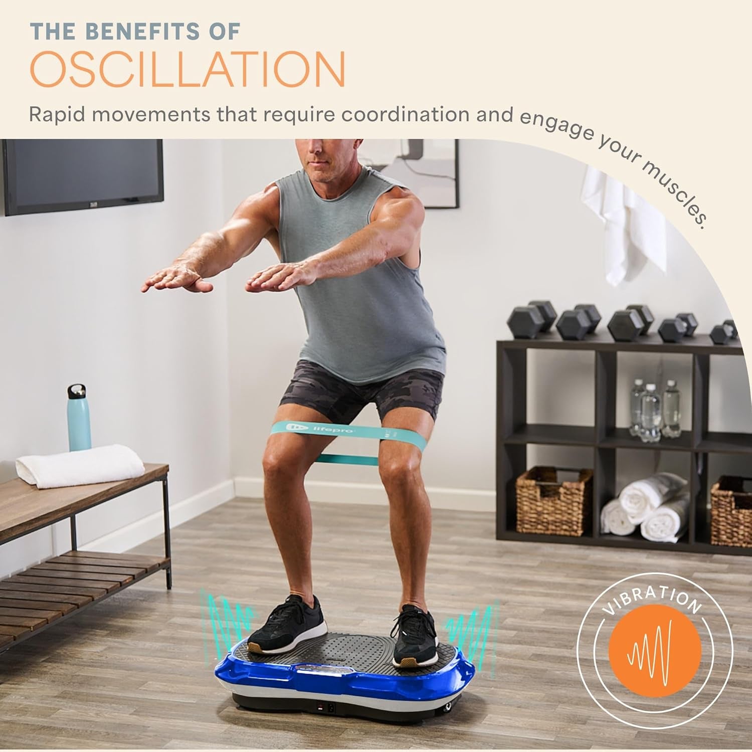 Vibration Plate Exercise Machine Silver- Whole Body Workout Vibration Fitness Platform W/ Loop Bands - Home Training Equipment - Remote, Balance Straps, Videos & Manual